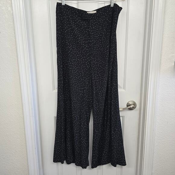 Anthropologie Skirted Wide-Leg Pants 12 Black Floral Flowy Boho Preppy Elegant - Picture 10 of 11